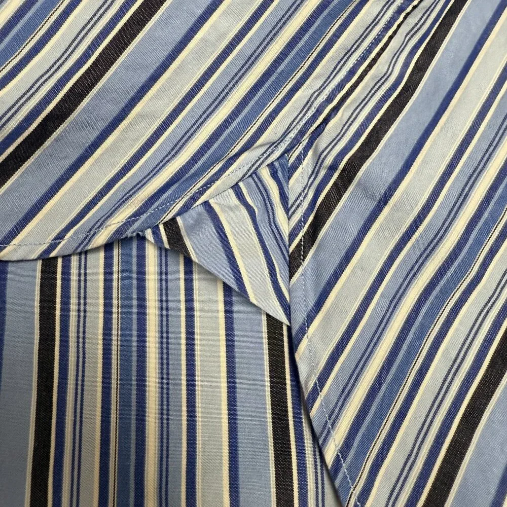 EUC Men's J.‎ CREW Cotton Striped Dress Shirt Blue | Size L (16-16.5)